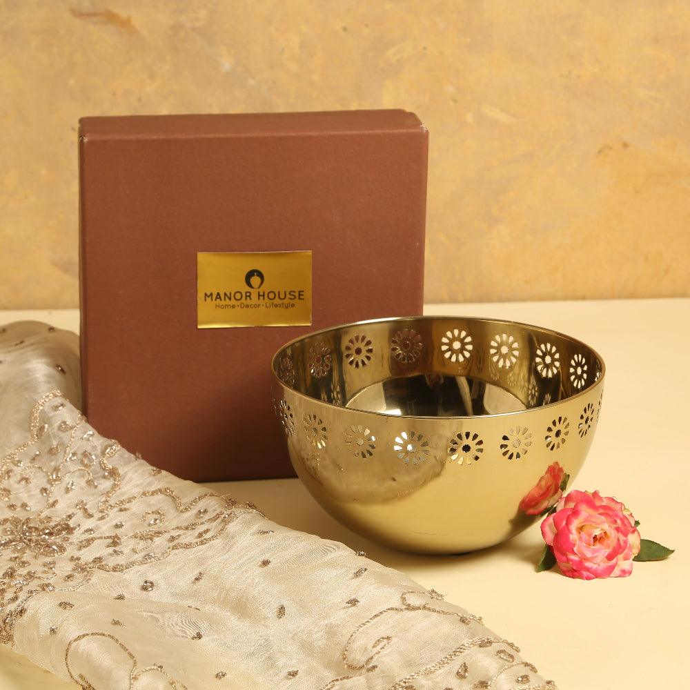 Steel Bowl Gold Platted In A Gift Box