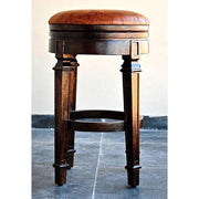 Leather Seat Wooden Round Chairs Or Stool For Home And Living Room