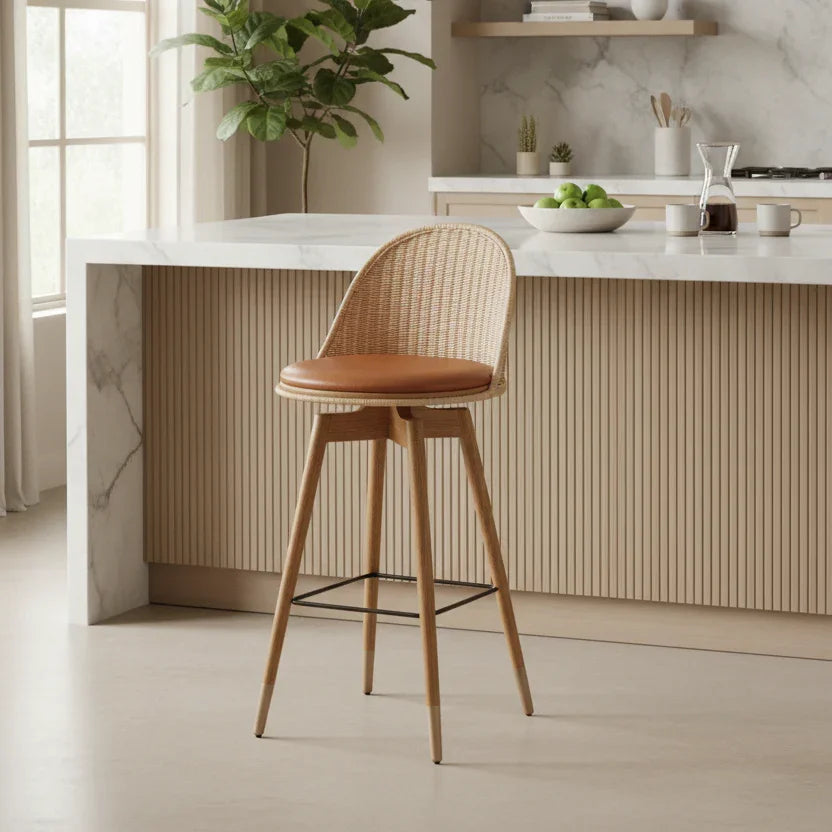 Rattan Swivel Bar Stool