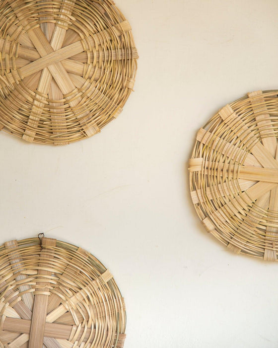Buy Basket - Decorative Natural Bamboo Handwoven Basket Plate For Wall Decor - Set Of 4 by Tesu on IKIRU online store