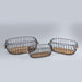 Buy Basket - Natural Black Iron & Wooden Curvy Wired Basket Trays For Storage Set of 3 by Indecrafts on IKIRU online store