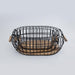 Buy Basket - Natural Black Iron & Wooden Curvy Wired Basket Trays For Storage Set of 3 by Indecrafts on IKIRU online store