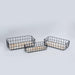 Buy Basket - Natural Black Iron & Wooden Rectangular Basket Trays For Storage Set of 3 by Indecrafts on IKIRU online store