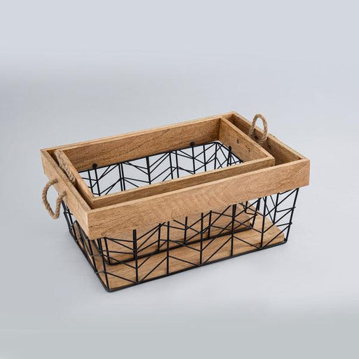 Buy Basket - Verto S/2 Wooden Baskets by Indecrafts on IKIRU online store