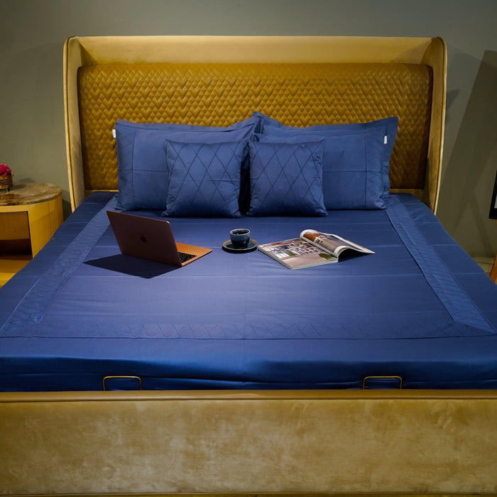 buy-bedding-sets-diamond-simplicity-blue-bedsheet-set-of-5-or-bedding-and-pillow-cover-by-aetherea-on-ikiru-online-store-1 - IKIRU