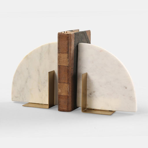 Buy Bookends - Gold & White Marble Ujaala Bookend | Decorative Book Holder Stand For Table & Desk by Manor House on IKIRU online store