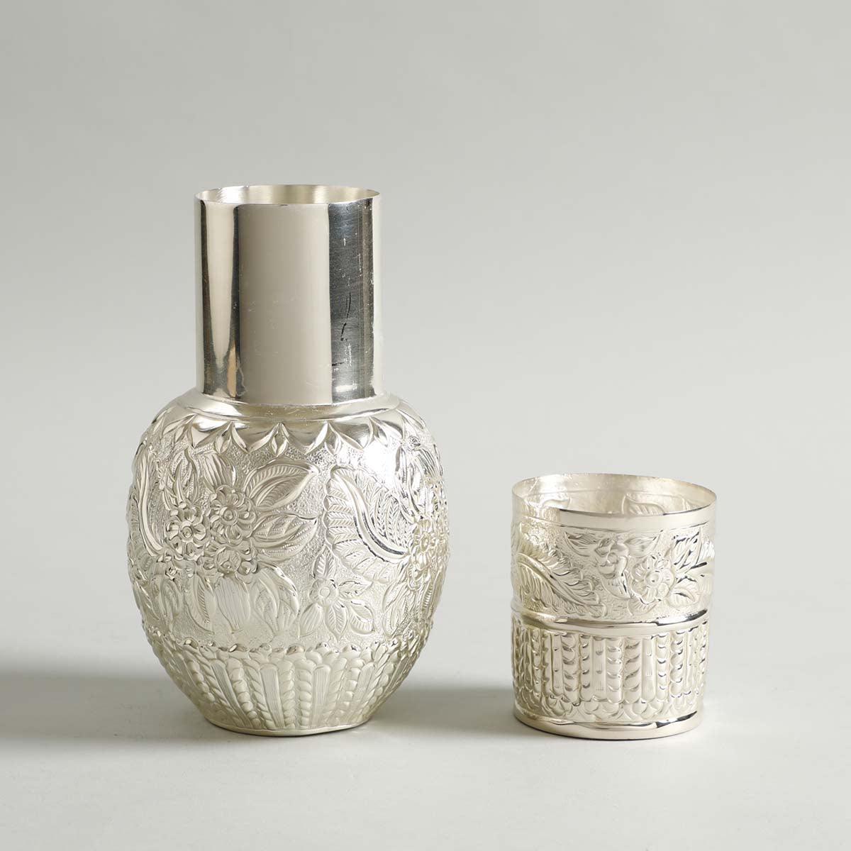 Buy Bottles - Ambuj Silver Water Pitcher With Glass by Home4U on IKIRU online store