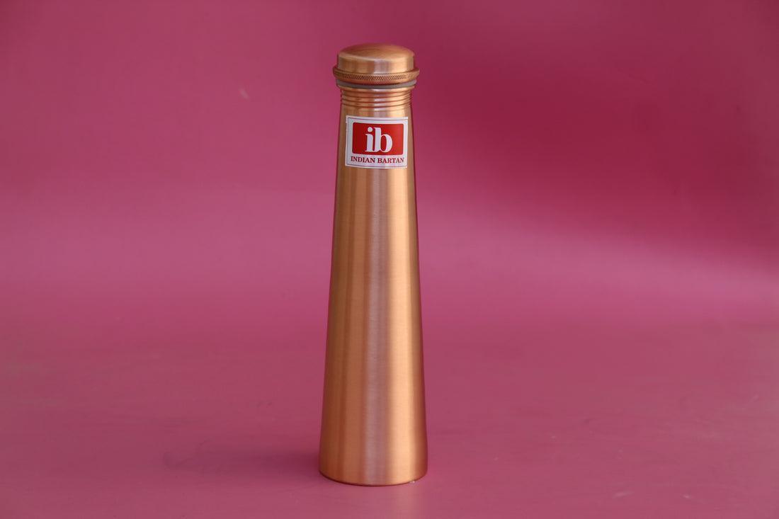 Buy Bottles - Antique Copper Curved Bottle | Light Brown Thermos For Home & Office by Indian Bartan on IKIRU online store