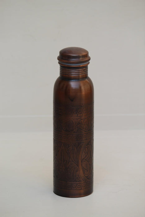 Buy Bottles - Antique Matt Finish Copper Straight Bottle | Brown Thermos For Home & Office by Indian Bartan on IKIRU online store