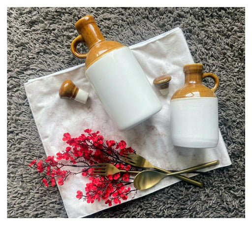 Buy Bottles - Ceramic Oil Bottle For Kitchen Decor | Oil Dispenser with Lid by Ceramic Kitchen on IKIRU online store