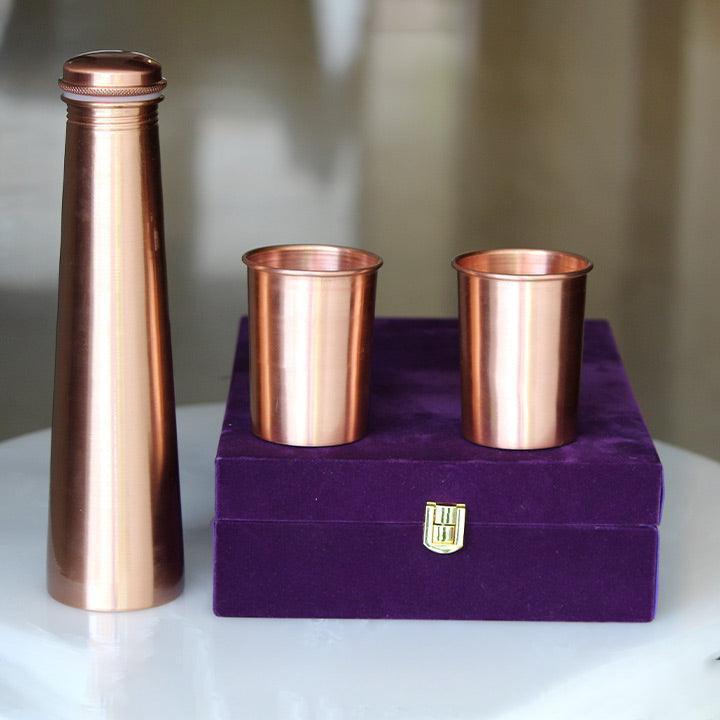 Buy Bottles - Copper Bottle & Glasses Pack Of 3 For Home | Gifting Set by Indian Bartan on IKIRU online store