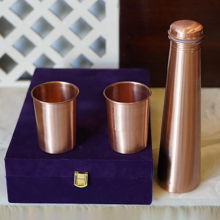 Buy Bottles - Copper Bottle & Glasses Pack Of 3 For Home | Gifting Set by Indian Bartan on IKIRU online store