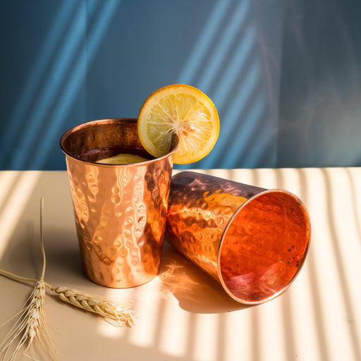 Buy Bottles - Copper Metal Bottle & 2 Glasses Drinkware Set For Dining & Gift by Manor House on IKIRU online store