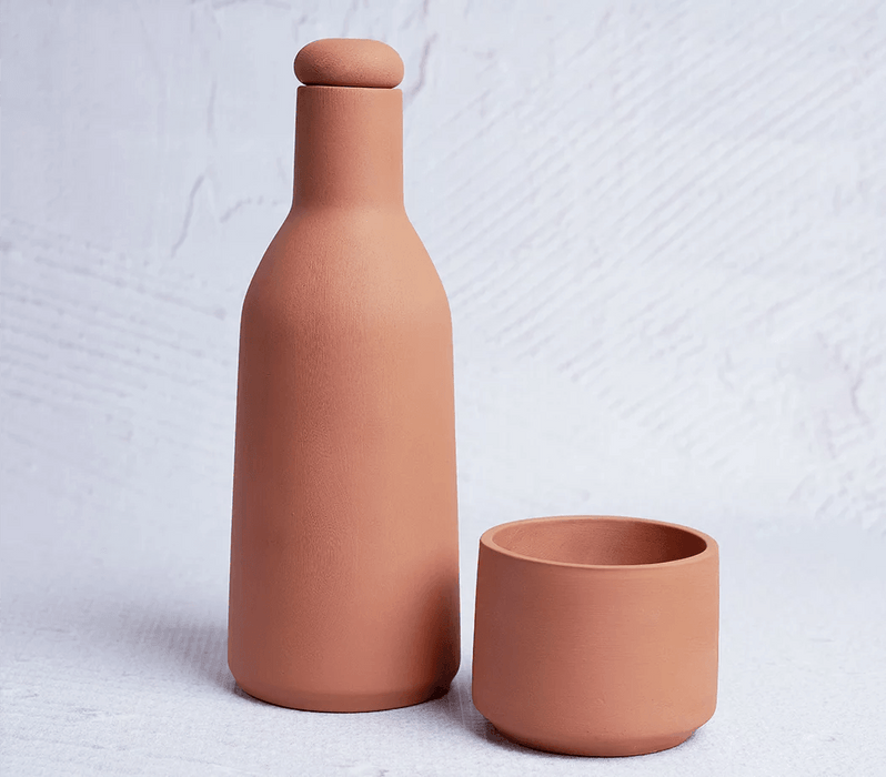 Buy Bottles - Earthen Clay Water Bottle & Glass Terracotta Mitti Bottle by Trance Terra on IKIRU online store