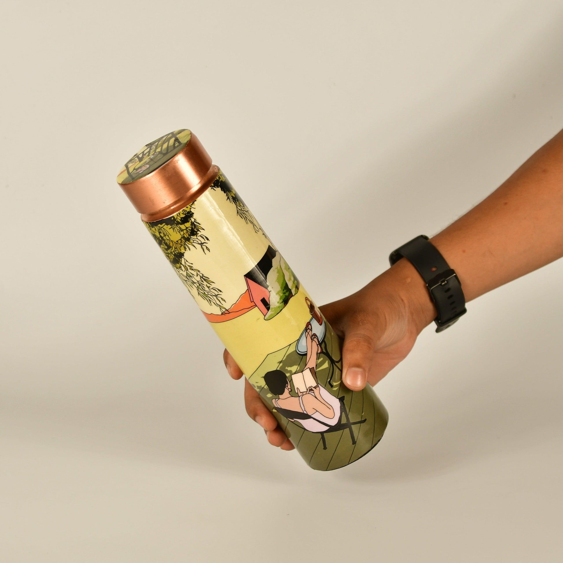 Buy Bottles - Trendy Copper Bottle For Water Printed Girl In Lawn by Sowpeace on IKIRU online store
