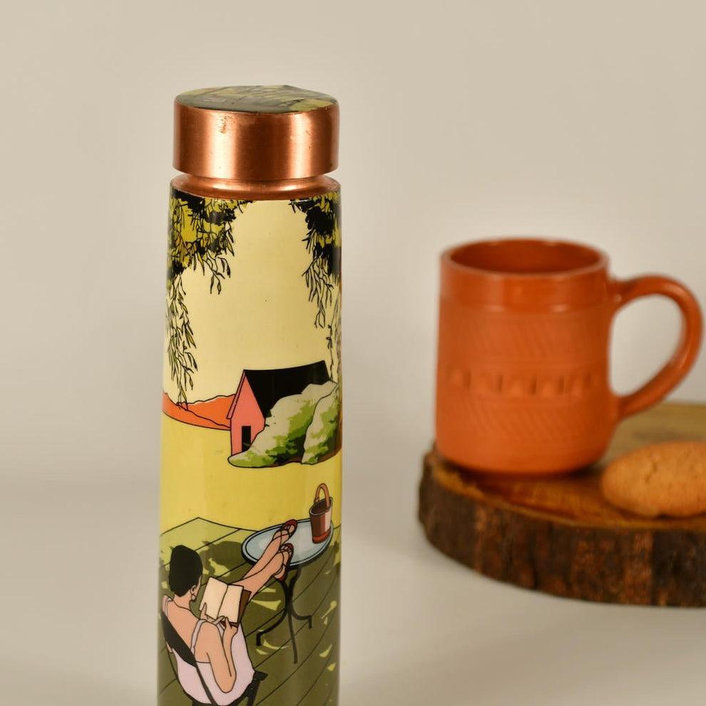 Buy Bottles - Trendy Copper Bottle For Water Printed Girl In Lawn by Sowpeace on IKIRU online store