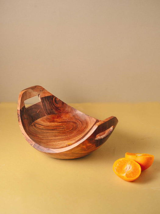 Buy Bowl - Kashti - Boat Shaped Wooden Fruit Bowl by Araana Home on IKIRU online store