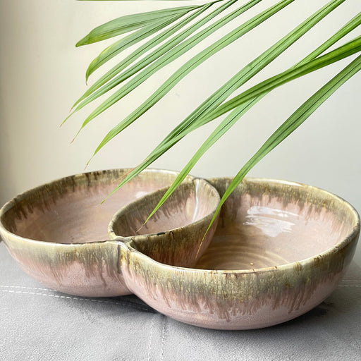 Buy Bowl - Pink Ceramic Double Serving Bowl For Kitchen & Tableware by Ceramic Kitchen on IKIRU online store