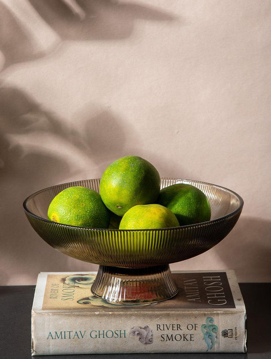 Buy Bowls & Katori - Brown RIbbed Glass Bowl by The Table Fable on IKIRU online store