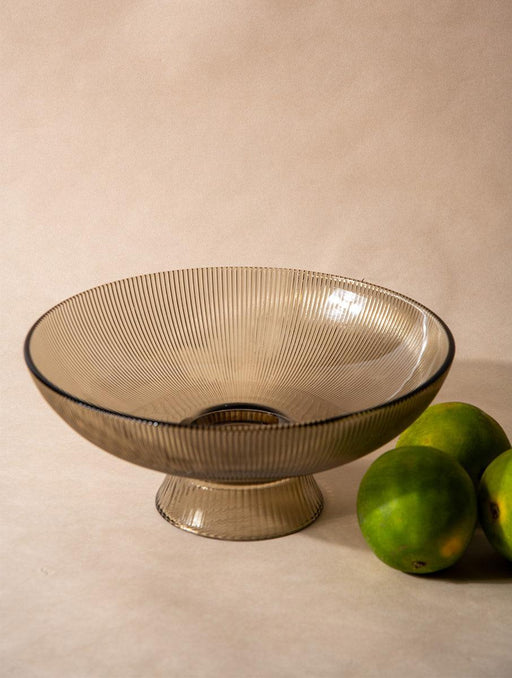 Buy Bowls & Katori - Brown RIbbed Glass Bowl by The Table Fable on IKIRU online store