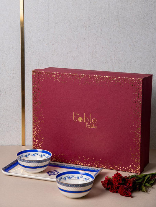 Buy Bowls & Katori - Gaj Gamini Gift Set - Platter & 2 Nut Bowls by The Table Fable on IKIRU online store