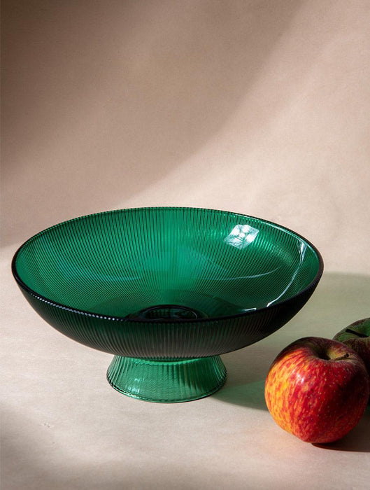 Buy Bowls & Katori - Green Ribbed Glass Bowl by The Table Fable on IKIRU online store