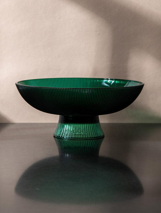 Buy Bowls & Katori - Green Ribbed Glass Bowl by The Table Fable on IKIRU online store