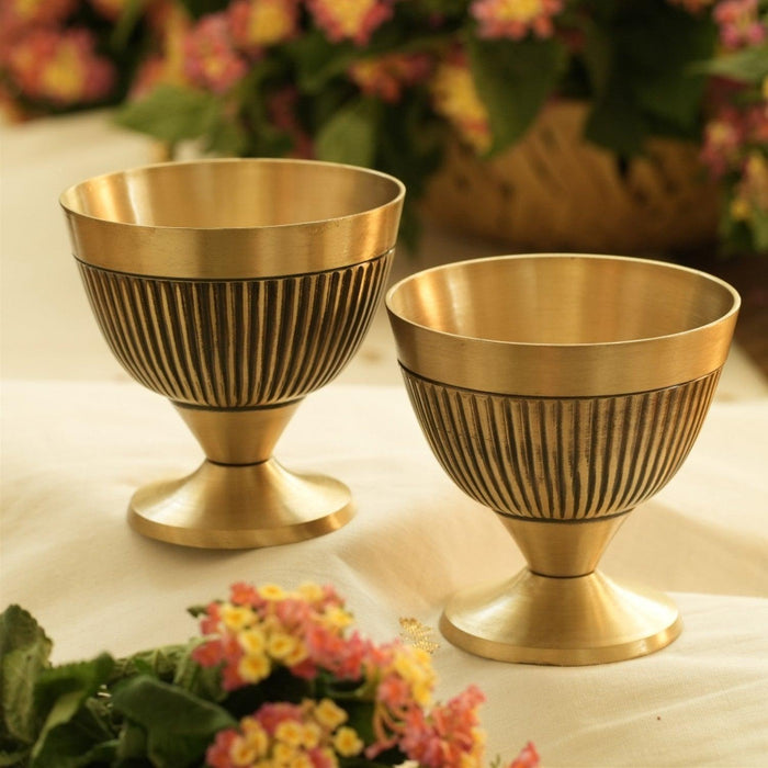 Buy Bowls & Katori - Reti Brass Multipurpose Desert Serving Bowls Set Of 2 For Home Restaurant & Gifting by Courtyard on IKIRU online store