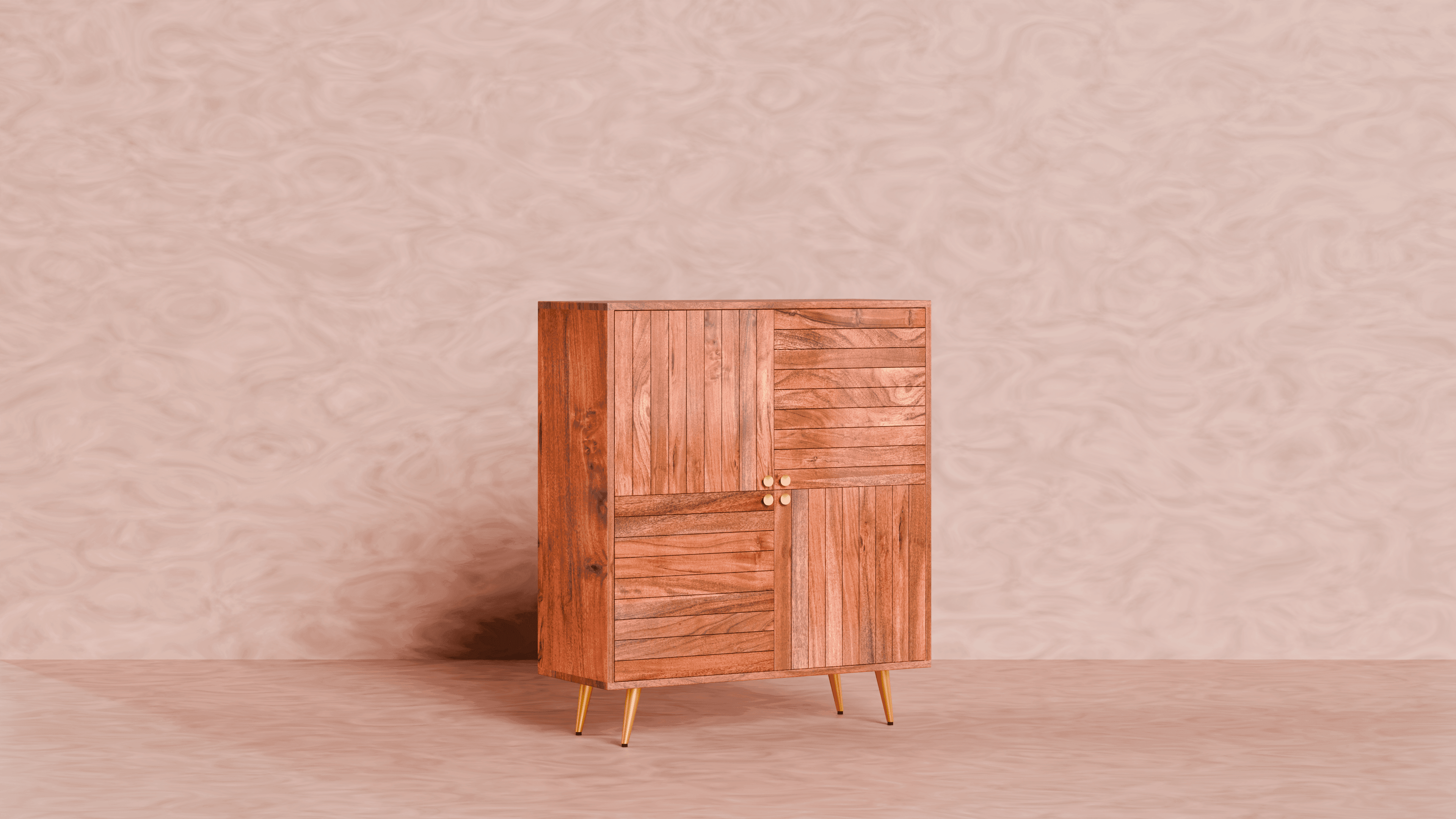Buy Cabinets & Sideboard - Slat 4 Door Cabinet | Sofa Side Table For Home Decor by Artisan Manor on IKIRU online store