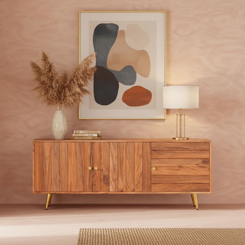Slat Sideboard For Living Room | TV Cabinet
