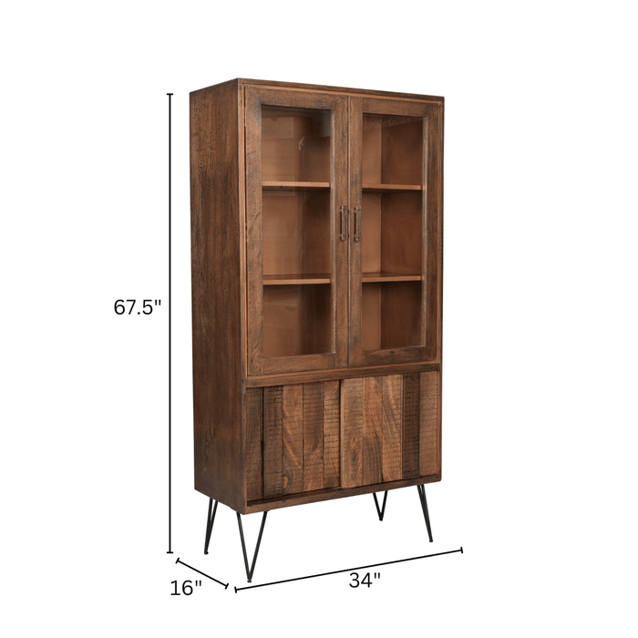 Buy Cabinets & Sideboard - Urban Retreat Solid Mango Wood Tall Display Cabinet by Deeke Collection on IKIRU online store