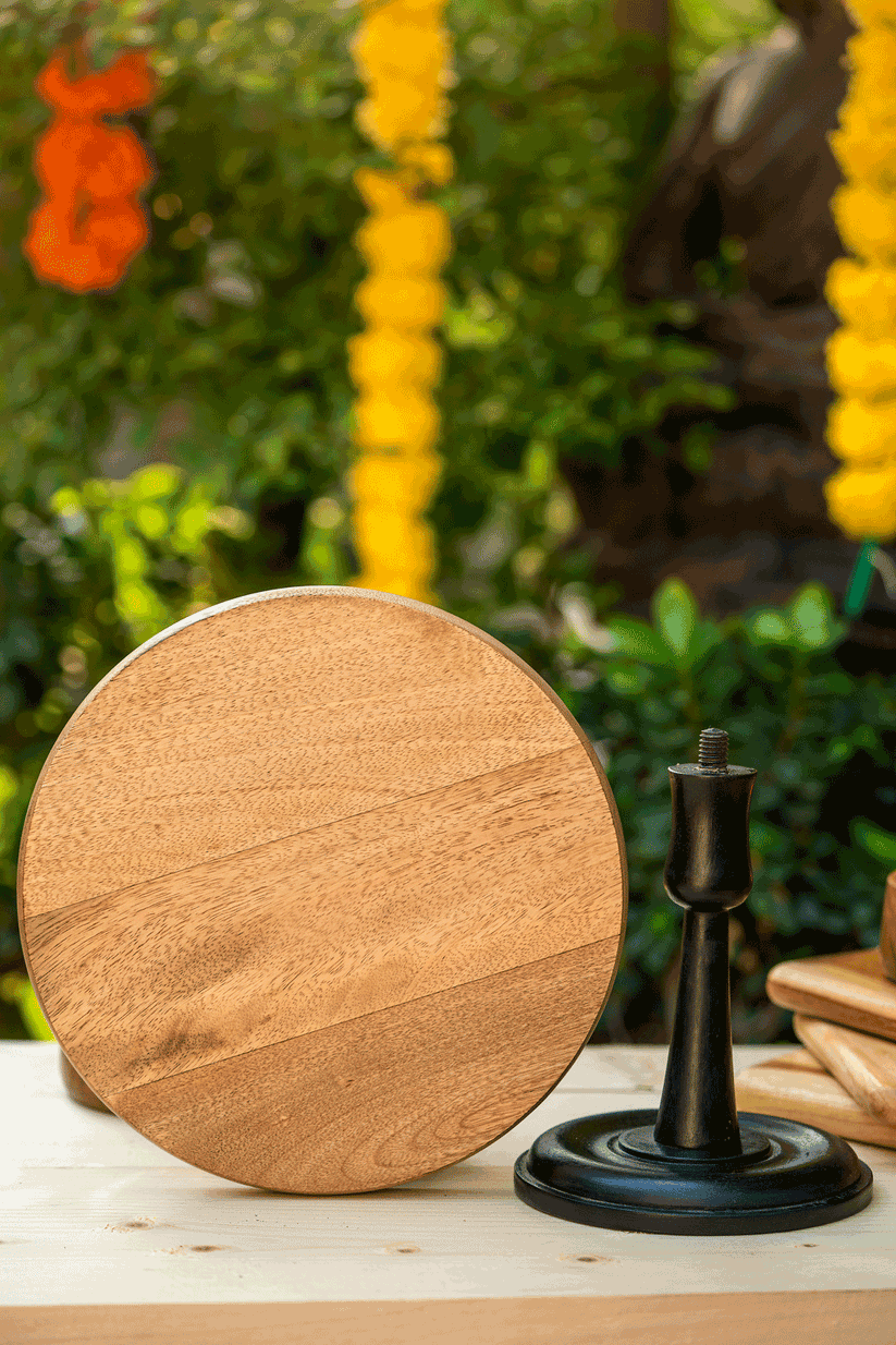 Buy Cake stand - Poorna Classic Round Wooden Home Cake Stand For Serveware & Kitchen by Araana Home on IKIRU online store