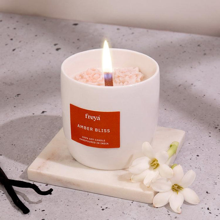 Buy Candle - Amber Bliss Ceramic Candle by Freya Home on IKIRU online store