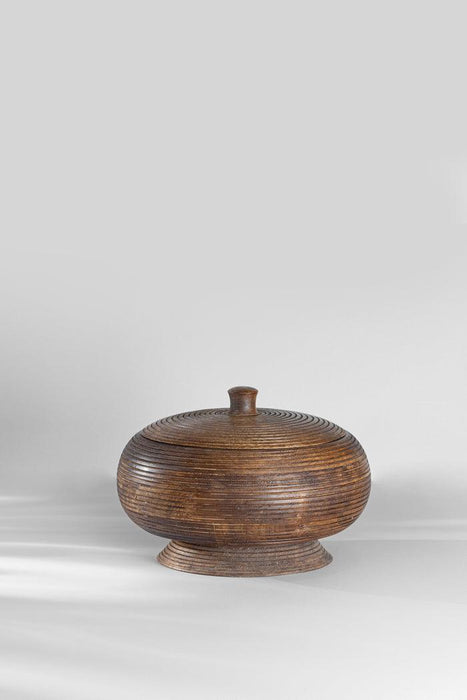 Buy Candle - Brown Carved Wooden Jar With Lid Scented Candle For Home & Table Decor by Doft Candles on IKIRU online store