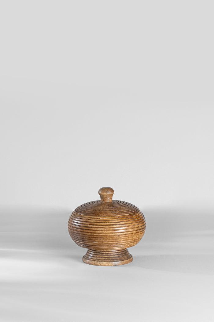 Buy Candle - Brown Carved Wooden Jar With Lid Scented Candle For Home & Table Decor by Doft Candles on IKIRU online store