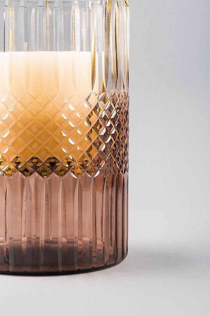 Buy Candle - Brown Glass Royal Cut Glass Hurricane Scented Candle For Home & Table Decor by Doft Candles on IKIRU online store