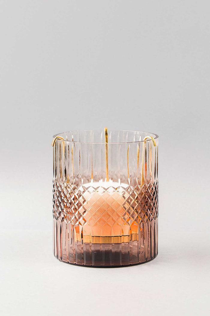 Buy Candle - Brown Glass Royal Cut Glass Hurricane Scented Candle For Home & Table Decor by Doft Candles on IKIRU online store