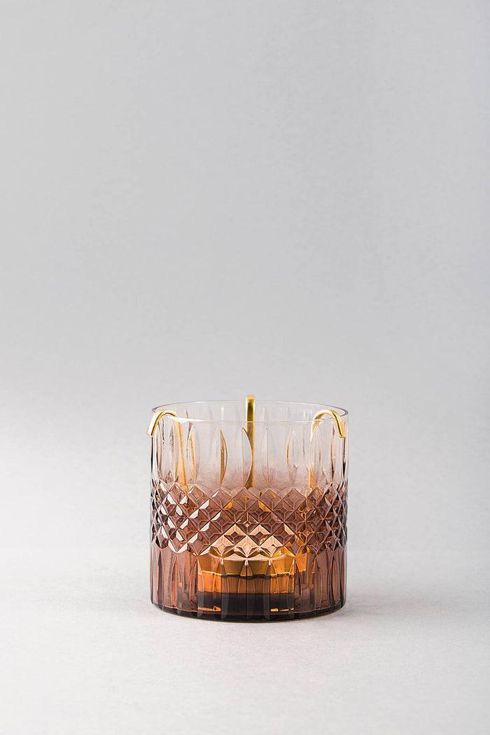 Buy Candle - Brown Glass Royal Cut Glass Hurricane Scented Candle For Home & Table Decor by Doft Candles on IKIRU online store