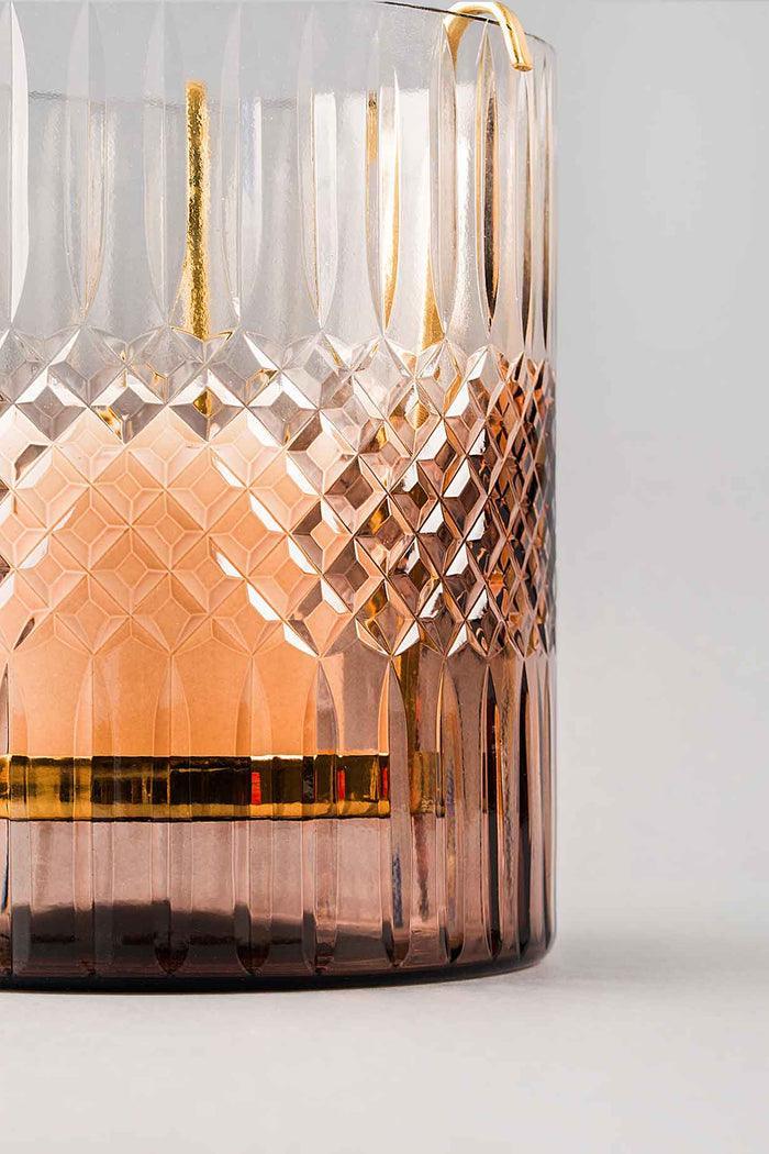 Buy Candle - Brown Glass Royal Cut Glass Hurricane Scented Candle For Home & Table Decor by Doft Candles on IKIRU online store