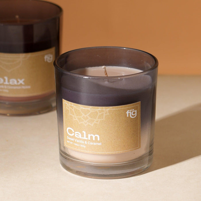 Buy Candle - Calm Vanilla & Caramel Vegan Wax Candle - Palm Wax Scented by Fig on IKIRU online store