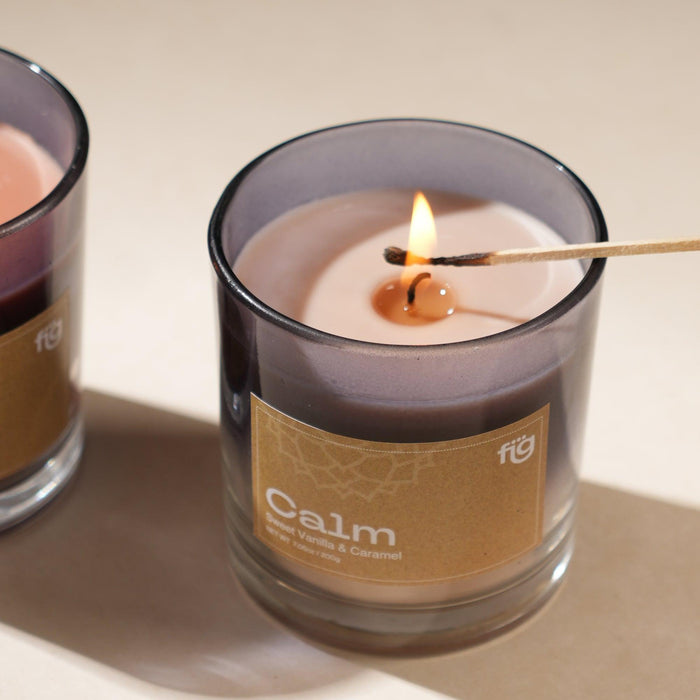 Buy Candle - Calm Vanilla & Caramel Vegan Wax Candle - Palm Wax Scented by Fig on IKIRU online store