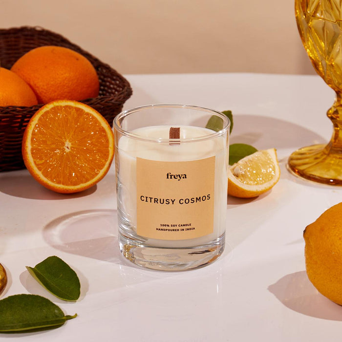 Buy Candle - Citrusy Cosmos Glass Jar Candle by Freya Home on IKIRU online store