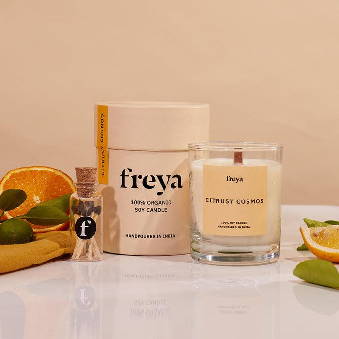 Buy Candle - Citrusy Cosmos Glass Jar Candle by Freya Home on IKIRU online store