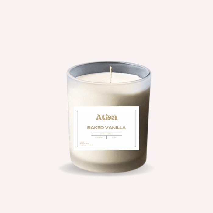 Buy Candle - Frosted White Jar Luxe Soy Creme Wax Candle by Atisa on IKIRU online store