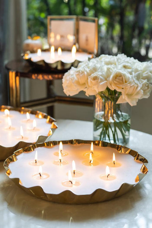 Buy Candle - Gold Damask Rose Flower Tray Scented Candle For Home & Table Decoration by Doft Candles on IKIRU online store