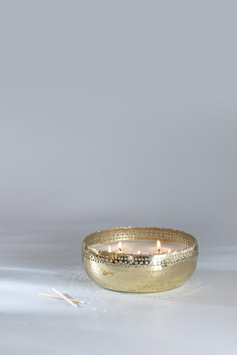 Buy Candle - Gold Plated Jali Cutting Wax Bowl Scented Candle For Home & Table Decor by Doft Candles on IKIRU online store