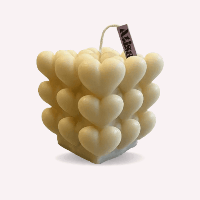 Buy Candle - Heart Bubble Soy Wax Candle for Table Decor | Decorative Beeswax Light by Atisa on IKIRU online store