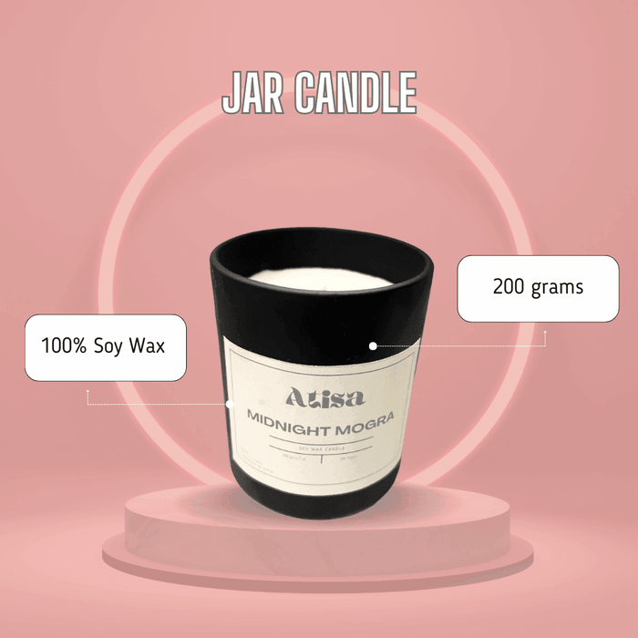 Buy Candle - Matte Black Jar Luxe Soy Creme Wax Candle by Atisa on IKIRU online store