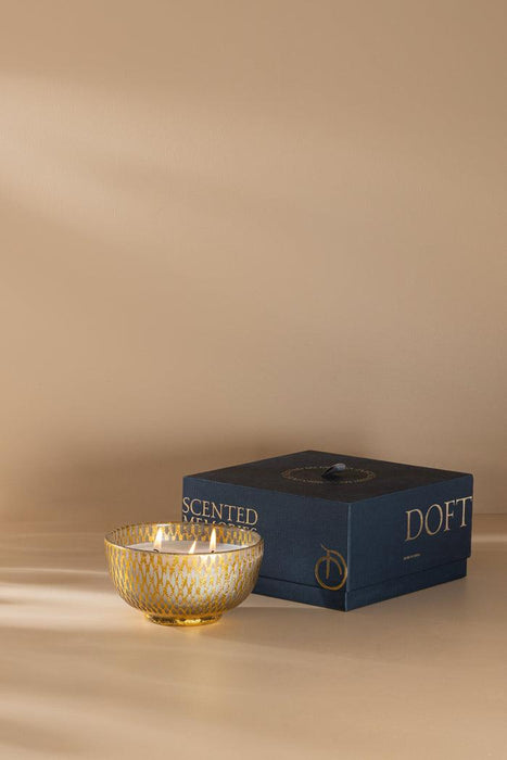Buy Candle - Nordic Woods Gold Gilded Grain Cut Bowl Scented Candle For Home & Table Decor by Doft Candles on IKIRU online store