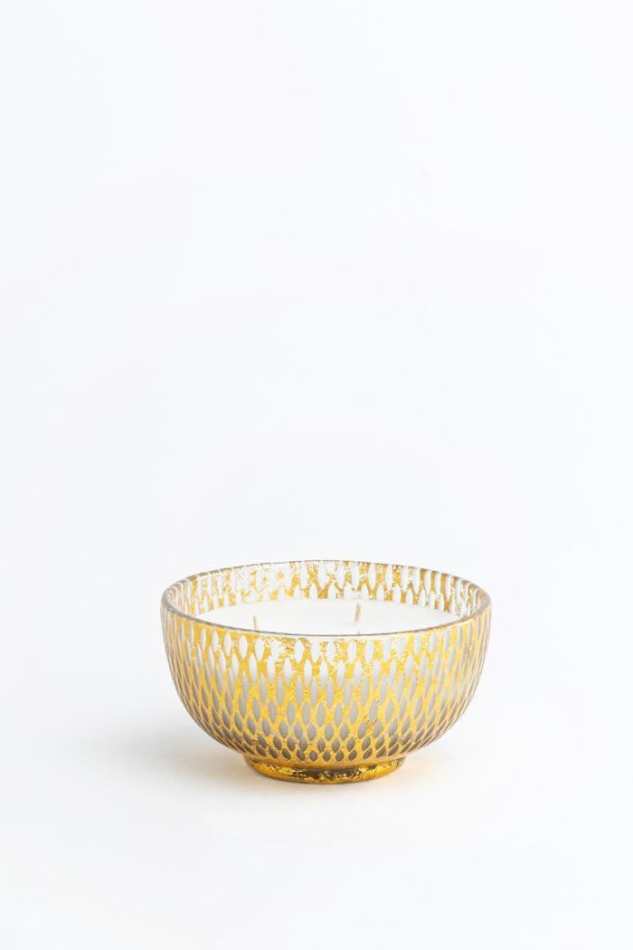 Buy Candle - Nordic Woods Gold Gilded Grain Cut Bowl Scented Candle For Home & Table Decor by Doft Candles on IKIRU online store